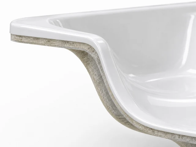 Plain white shell cross-section with visible fiberglass backing